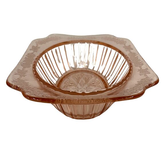 Jeannette Adam Pink Depression Glass Serving Bowl 1930s Vintage ~9" - Picture 3 of 8